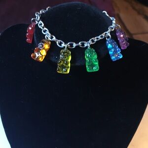 Acrylic Gummy Bear Silver Tone Bracelet